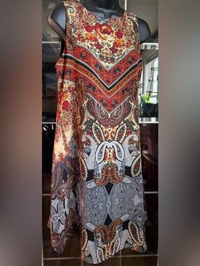 ANNE KLEIN- GORGEOUS COLOURFUL SHEATH DRESS W/ KEYHOLE DETAIL - MIDI RELAXED FIT